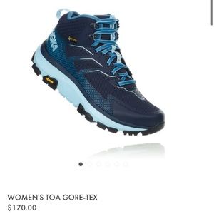 Hoka women’s Toa gore-tex hiking shoes/boots in black iris/aquamarine
